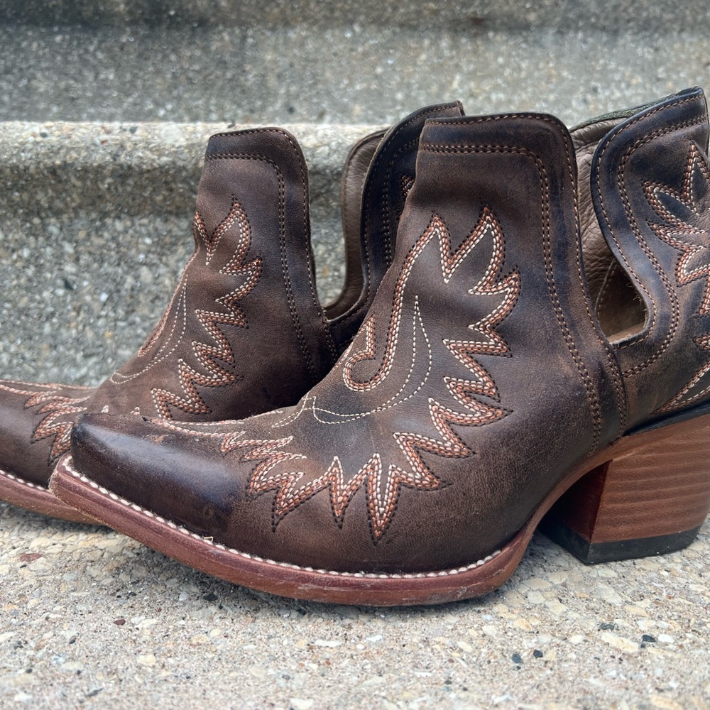 Ariat Dark Brown Embroidered Ankle Booties